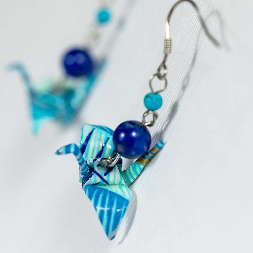 Náušnice "Modré tráva" (jeřáb s lapisem lazuli a tyrkenitem)