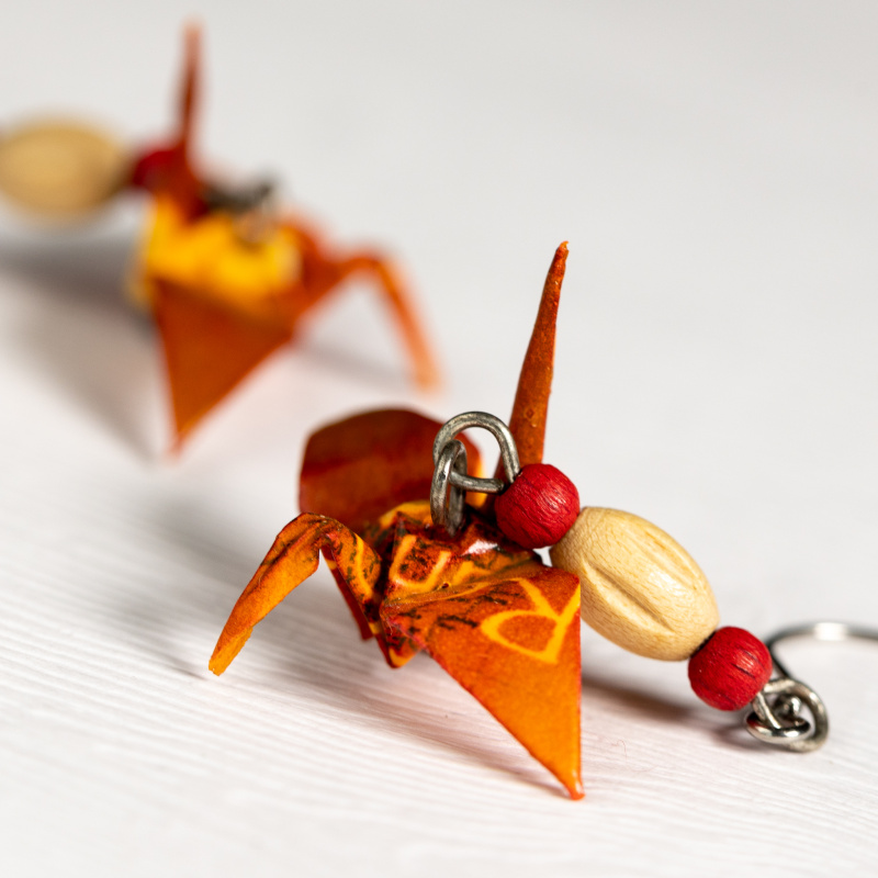 Náušnice "Vanilka v červeném" (jeřáb)