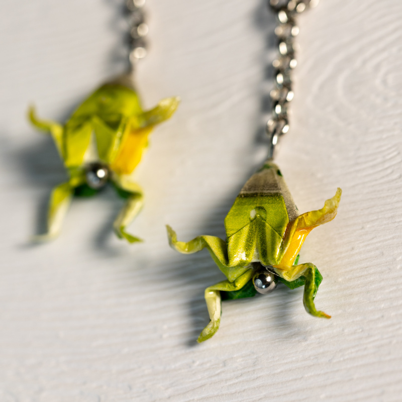 Náušnice "Zelený čaj s citronem" (žabka)