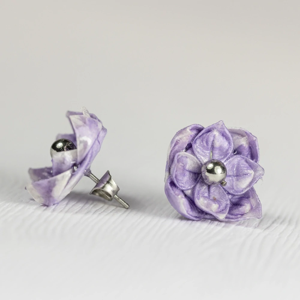 Náušnice "Kvítka fialová" (plnokvětý lotos)