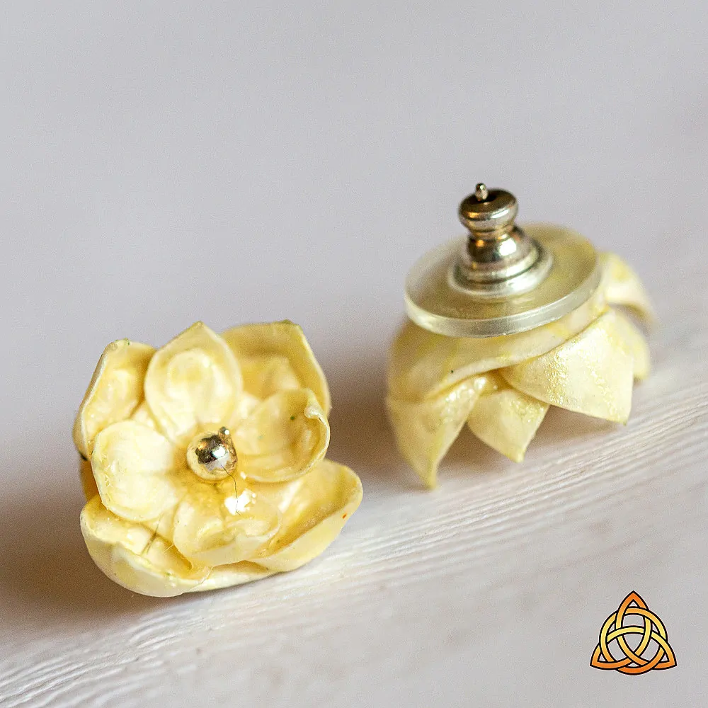 Náušnice "Květinky žluté" (plnokvětý lotos)