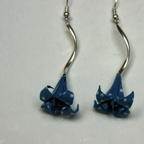 Náušnice "Modrý s puntíky" (lilie)