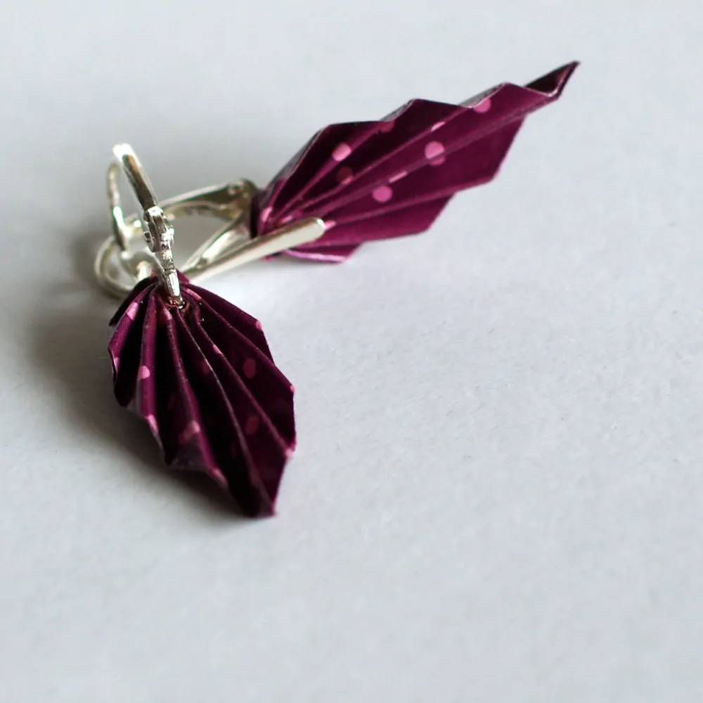 Náušnice "Fialové puntíky" (listy)