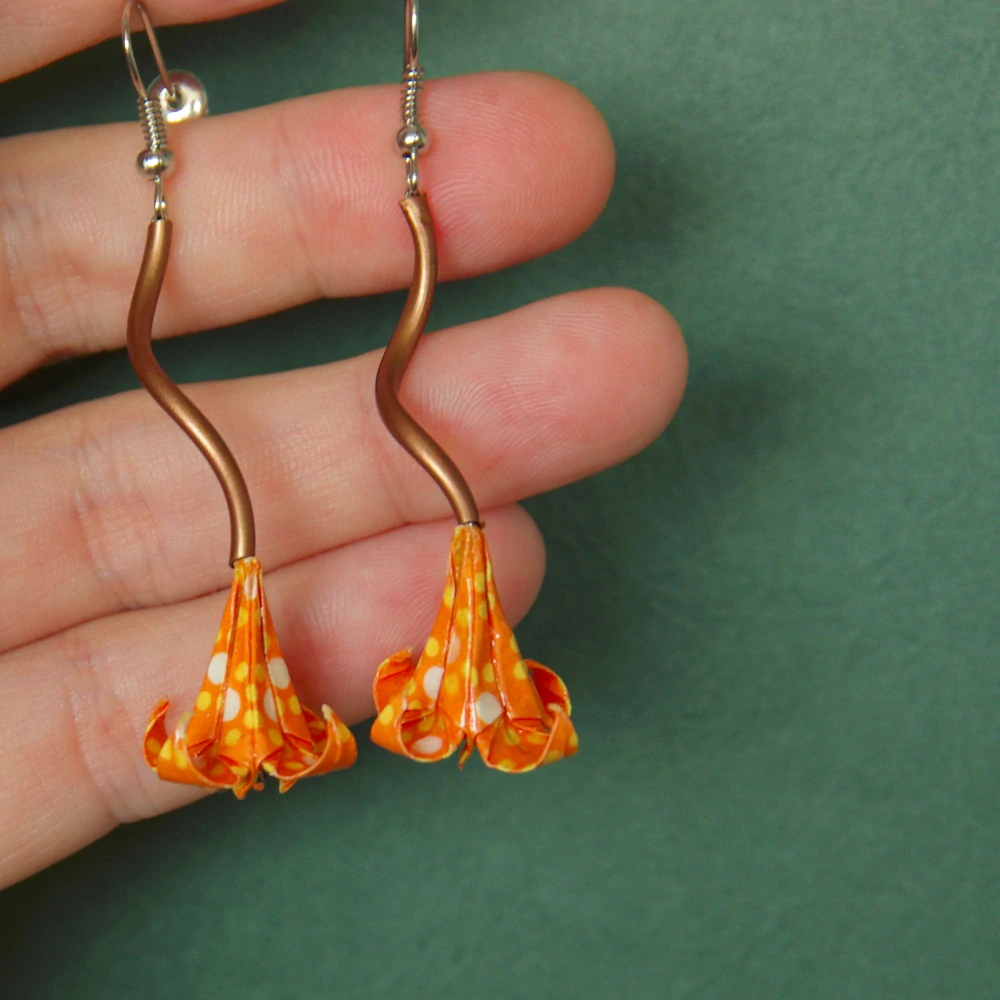 Náušnice "Ohnivý květ" (lilie)