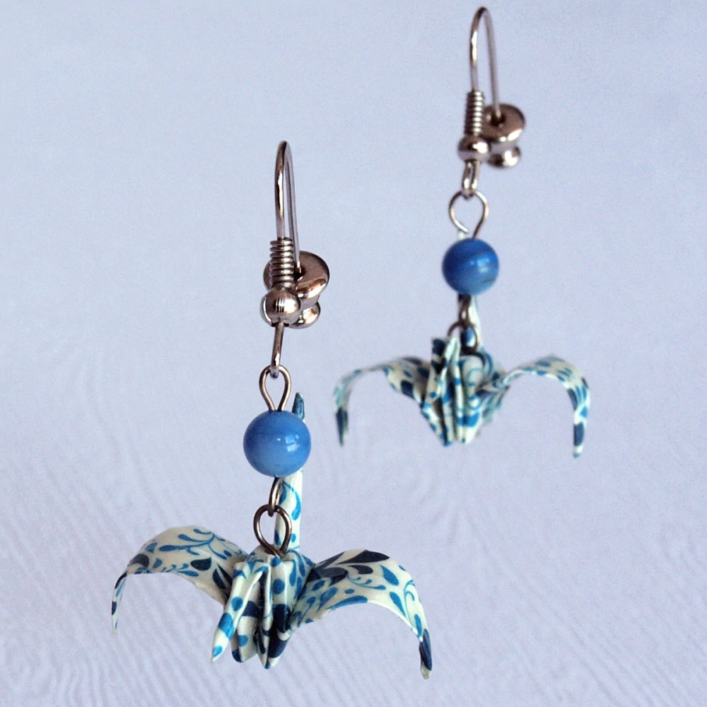 Náušnice "Květy v kapkách deště" (jeřáb)