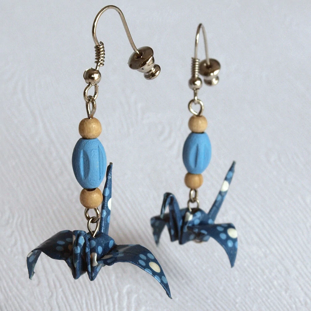 Náušnice "Modré květy v rozpuku" (jeřáb)