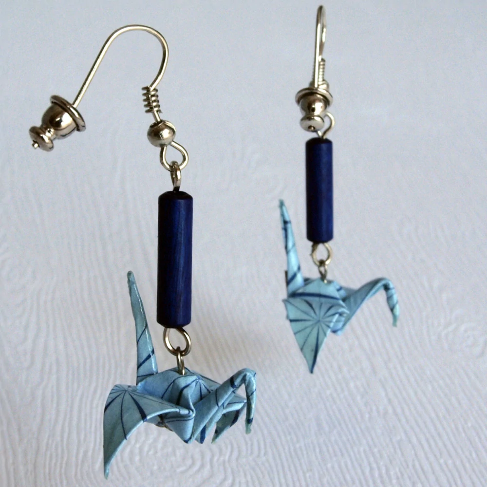 Náušnice "Geometrie v modré" (jeřáb)