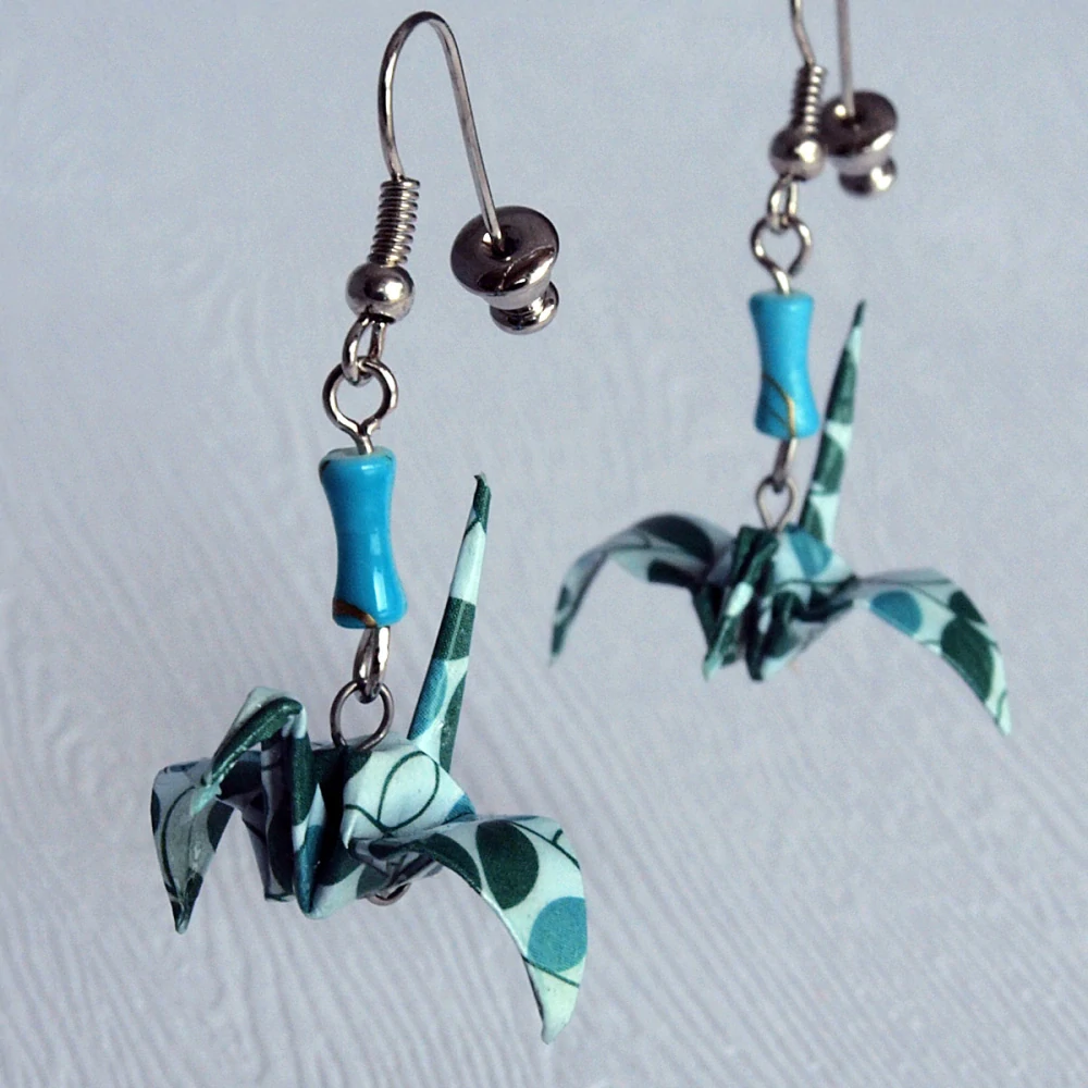 Náušnice "V listoví" (jeřáb)