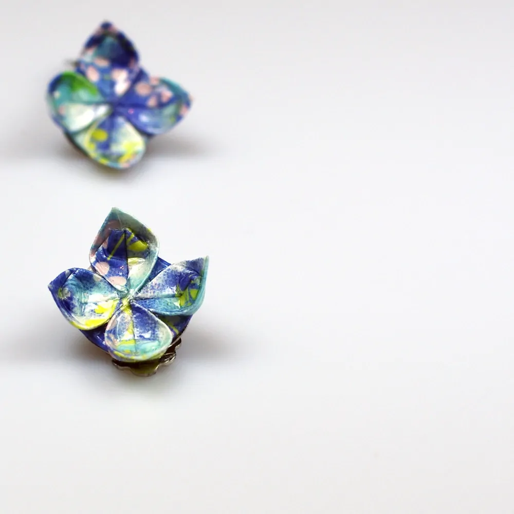 Náušnice "Modré mámení" (lotos, klipsy)