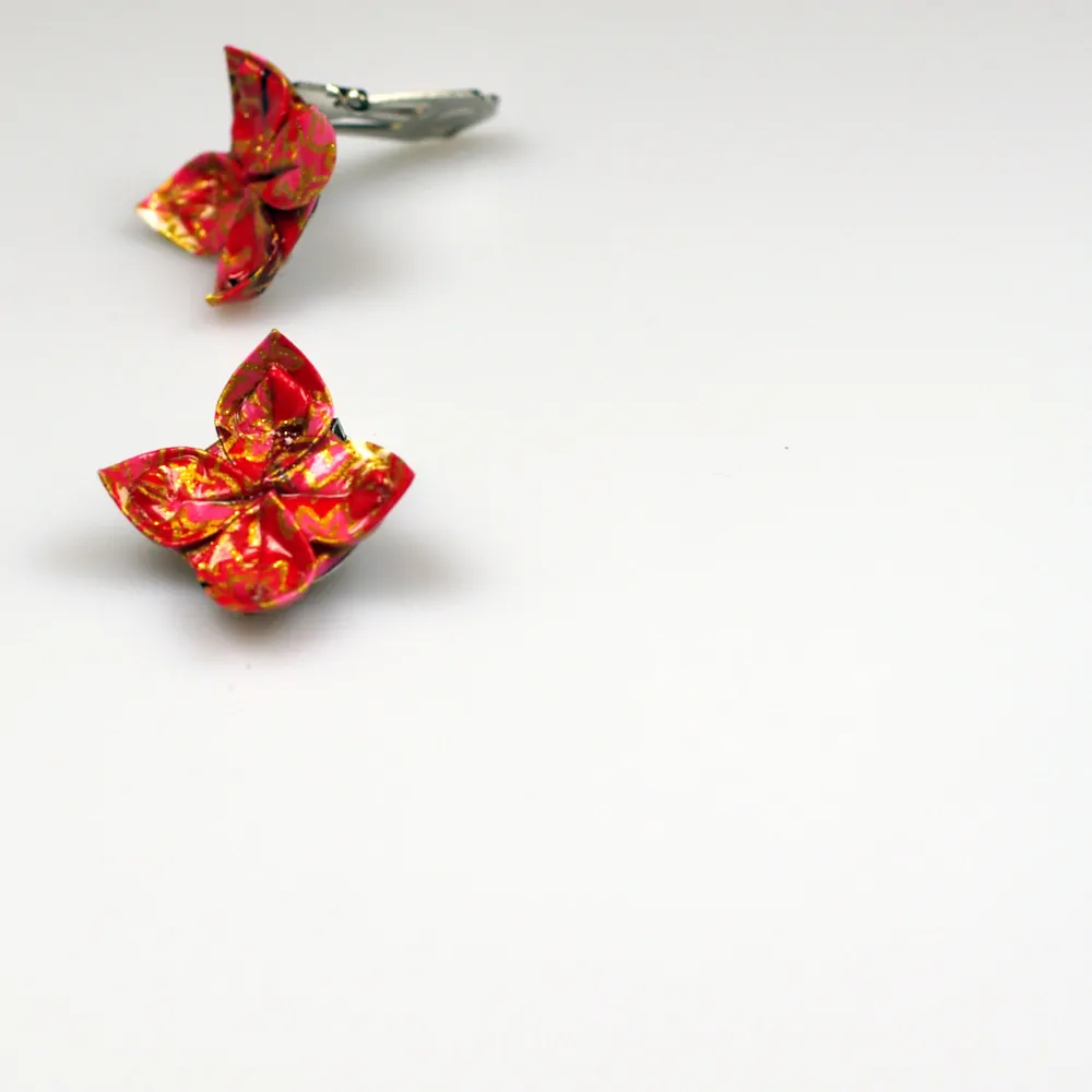Náušnice "Červený javor" (lotos, klipsy)