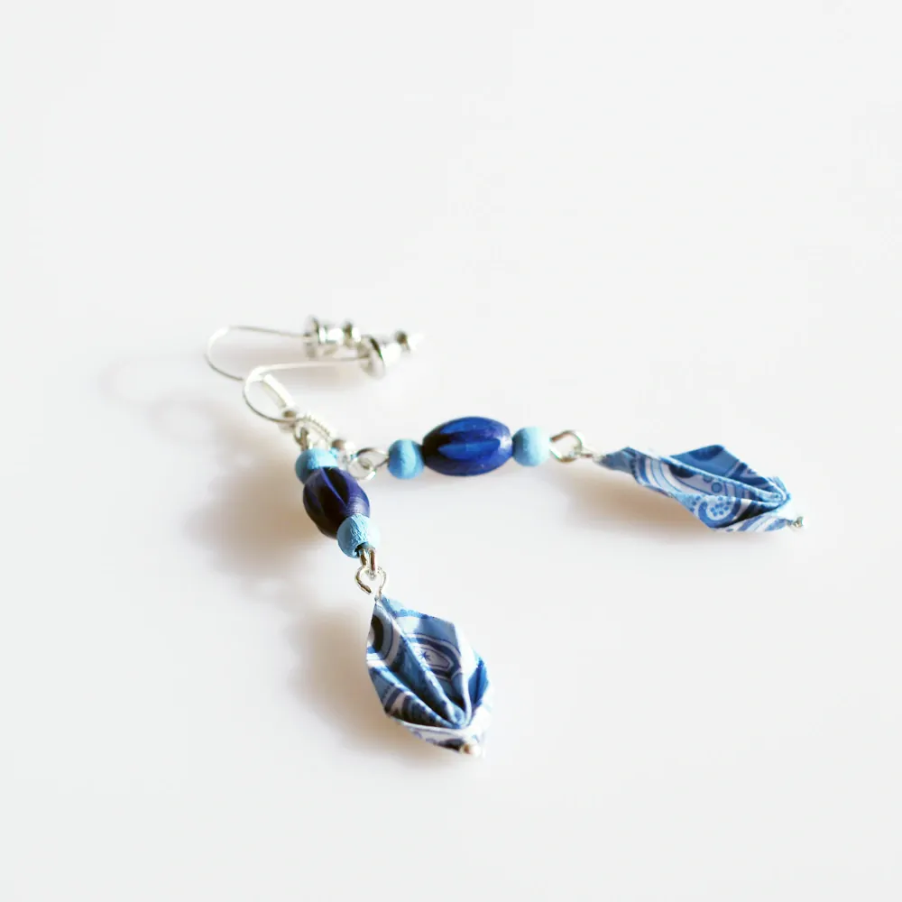 "Modré paisley" - náušnice listy