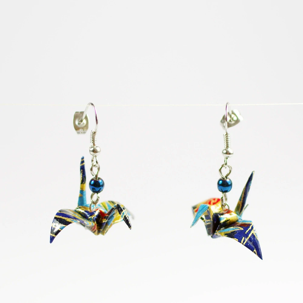 Náušnice "Zářící noc" (jeřáb s modrým hematitem)