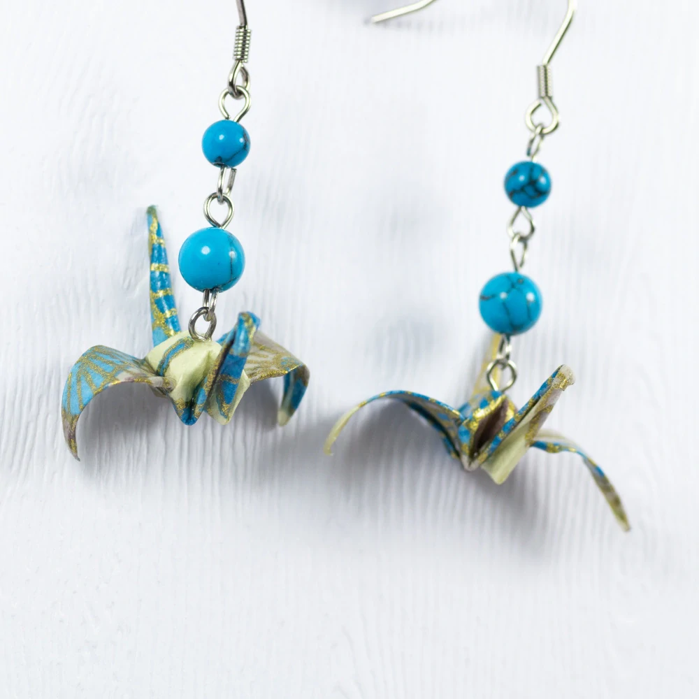 Náušnice "Zasněné ráno" (jeřáb s tyrkenitem)