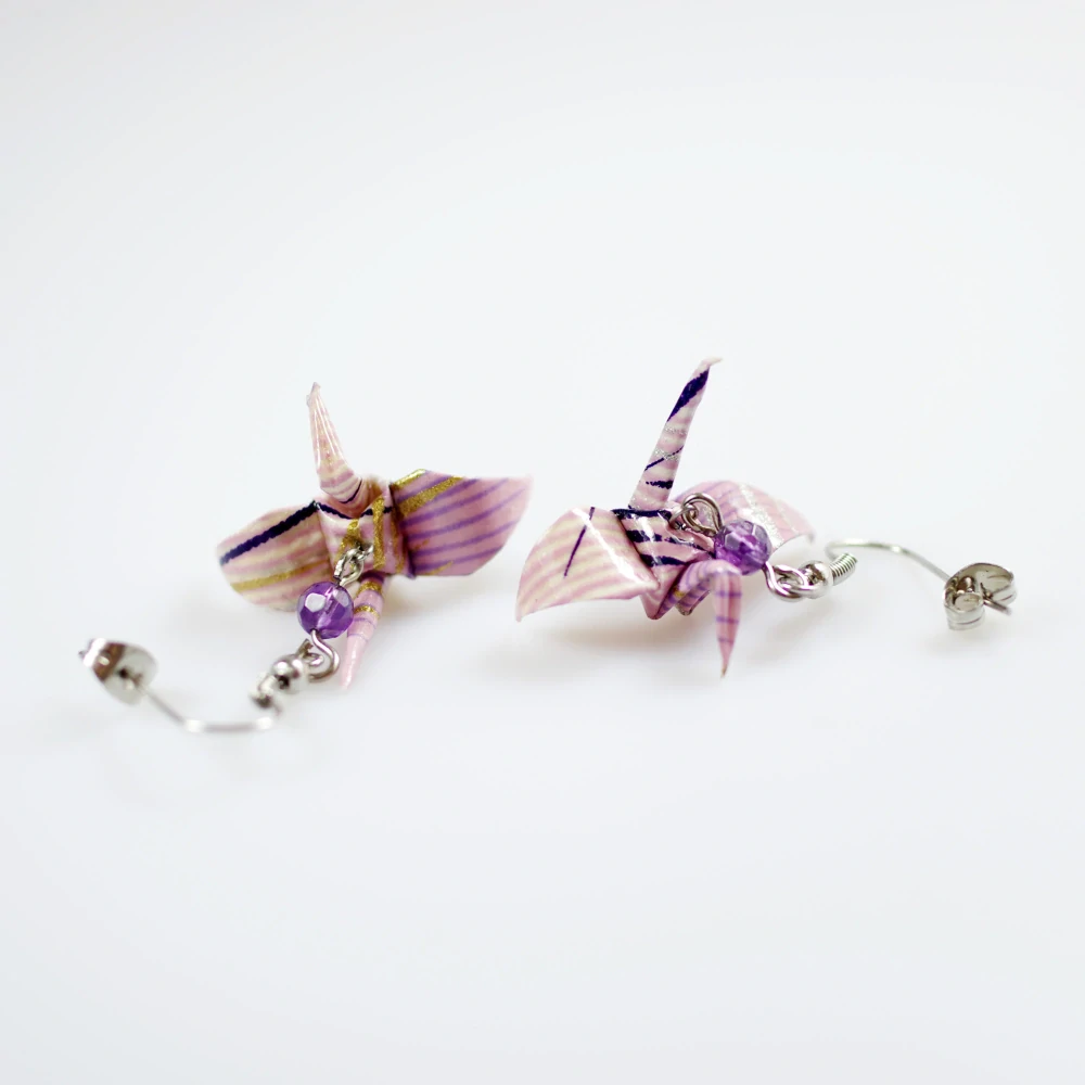 Náušnice "Fialková víla" (jeřáb s ametystem)