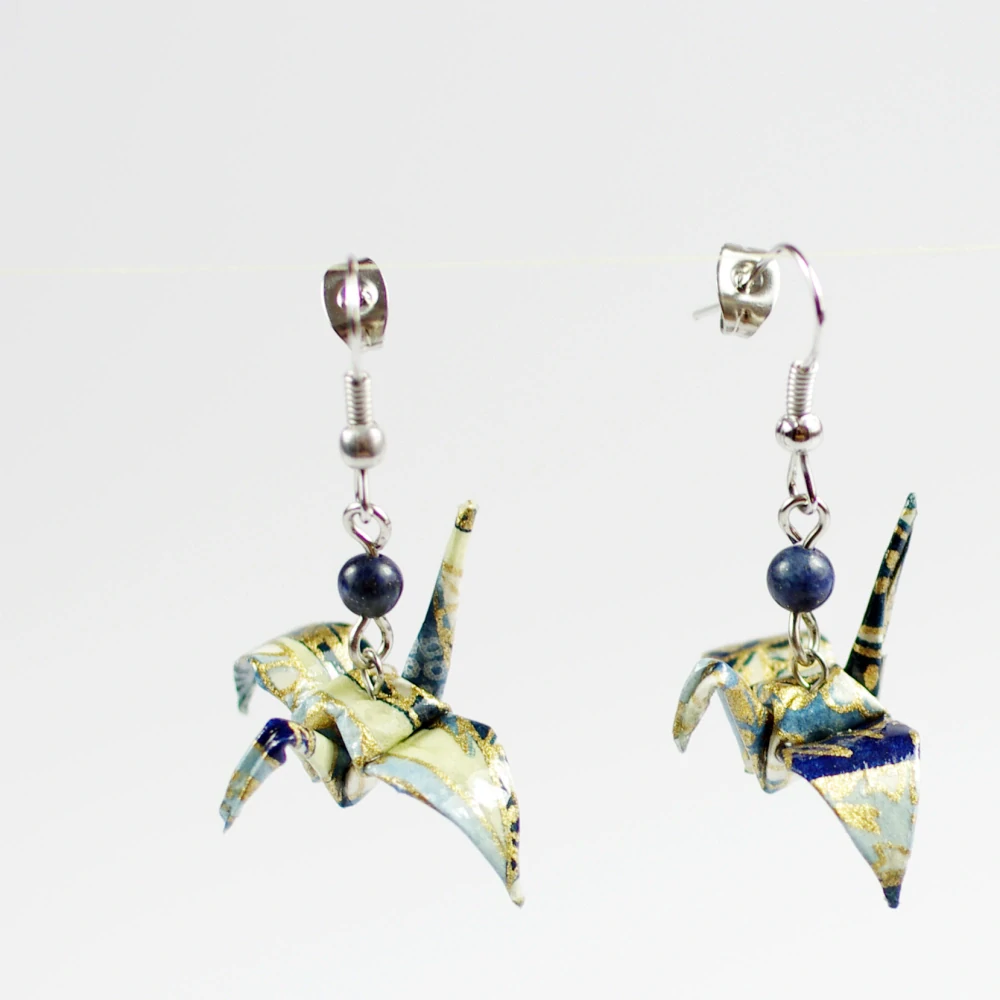 Náušnice "V barvě lapisu" (jeřáb s lapisem lazuli)