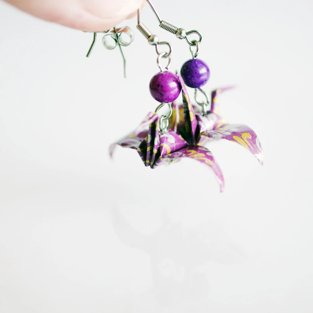 Náušnice "V borůvčí ztracené" (jeřáb)