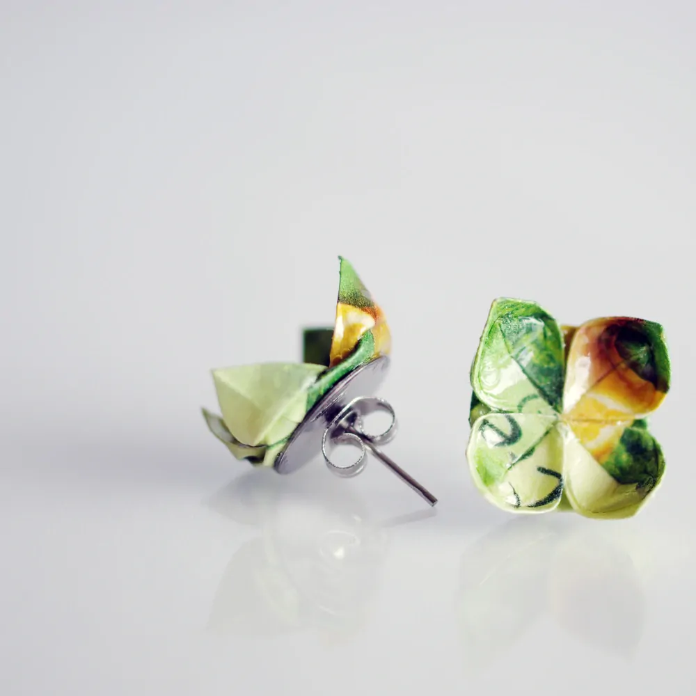 Náušnice "Zelený čaj s citronem" (lotos)