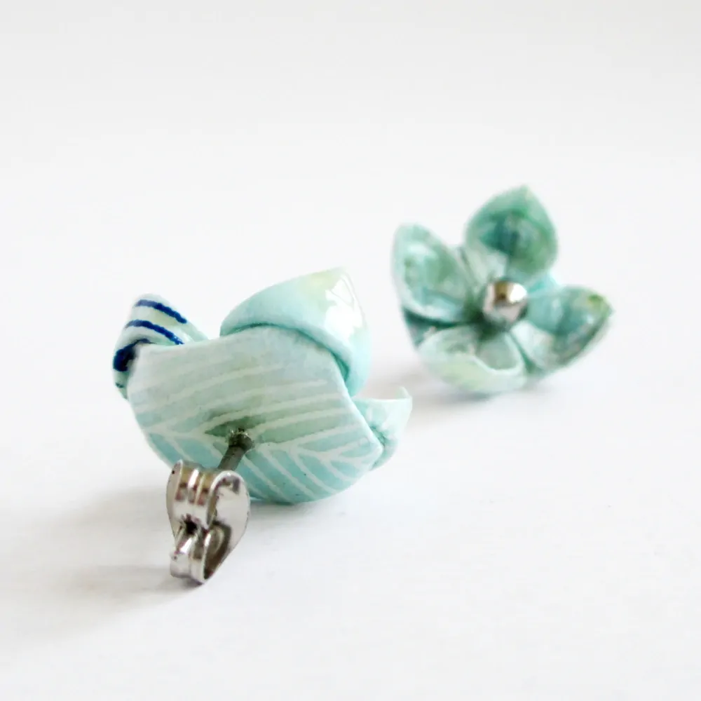 Náušnice "Modrá pírka" (lotos)