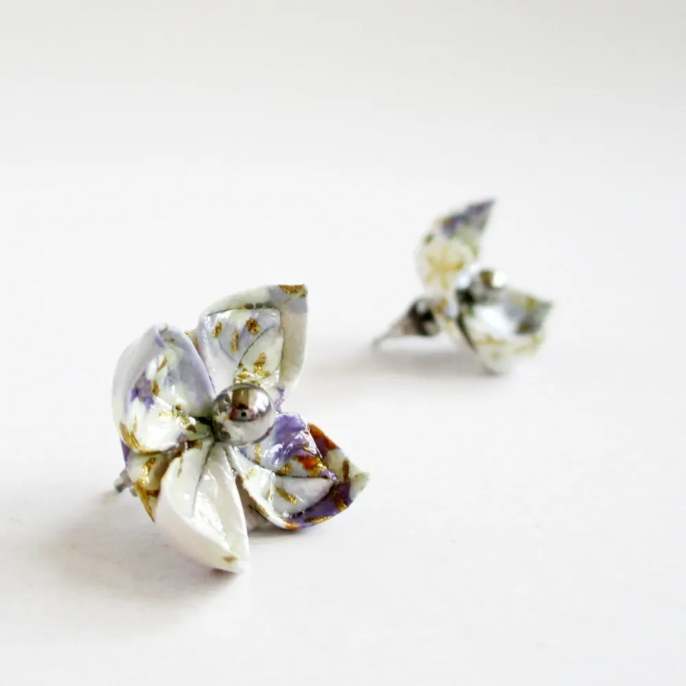 Náušnice "Fialky kam se podíváš" (lotos)