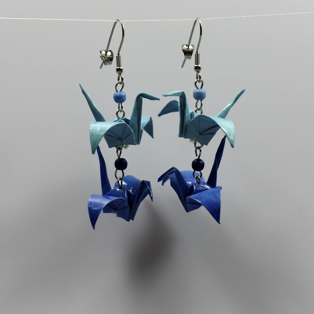 Náušnice "Modré dálky lákají" (jeřáb)