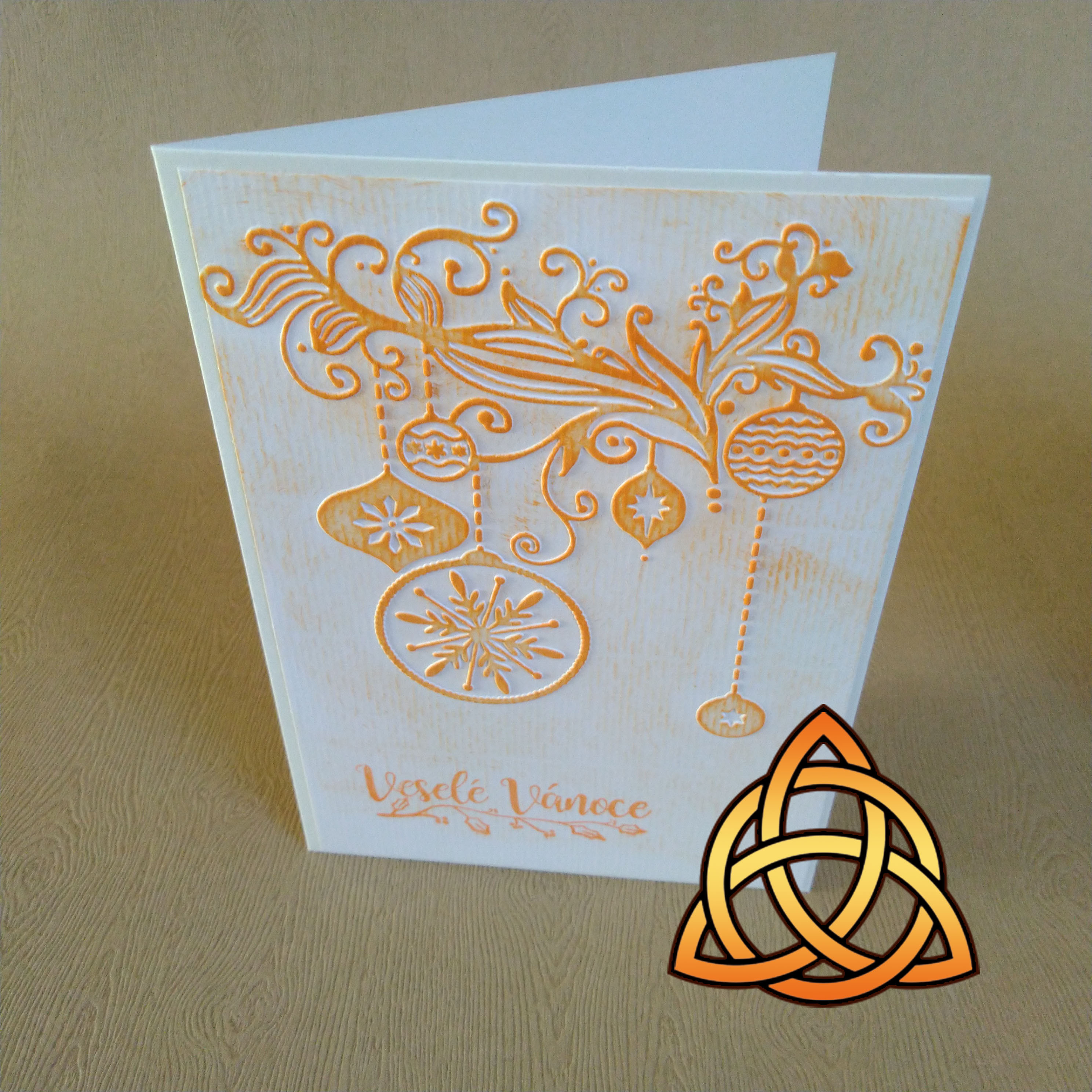 Přání vánoční "Vánoční dekorace v oranžové"