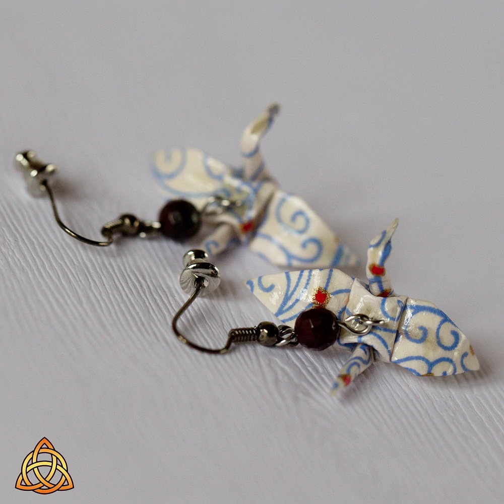 Náušnice "Křehké linky" (jeřáb s mokaitem)