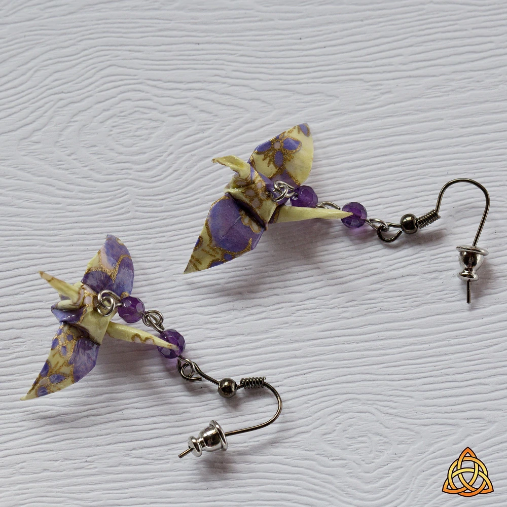Náušnice "Kvetu fialově" (jeřáb s ametysty)