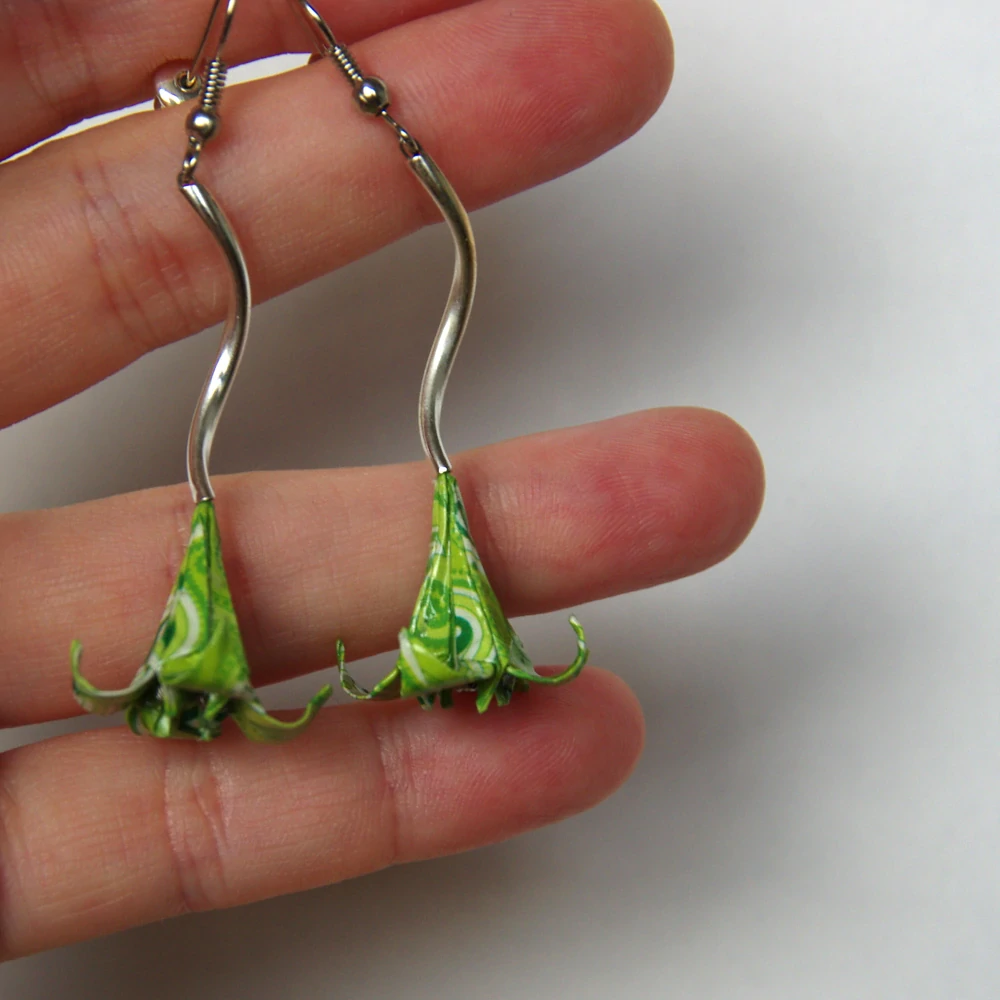 Náušnice "Zelené paisley" (lilie)