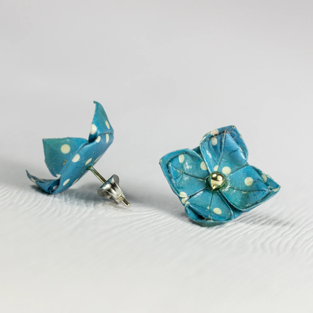 Náušnice "Modrý s puntíky" (lotos)