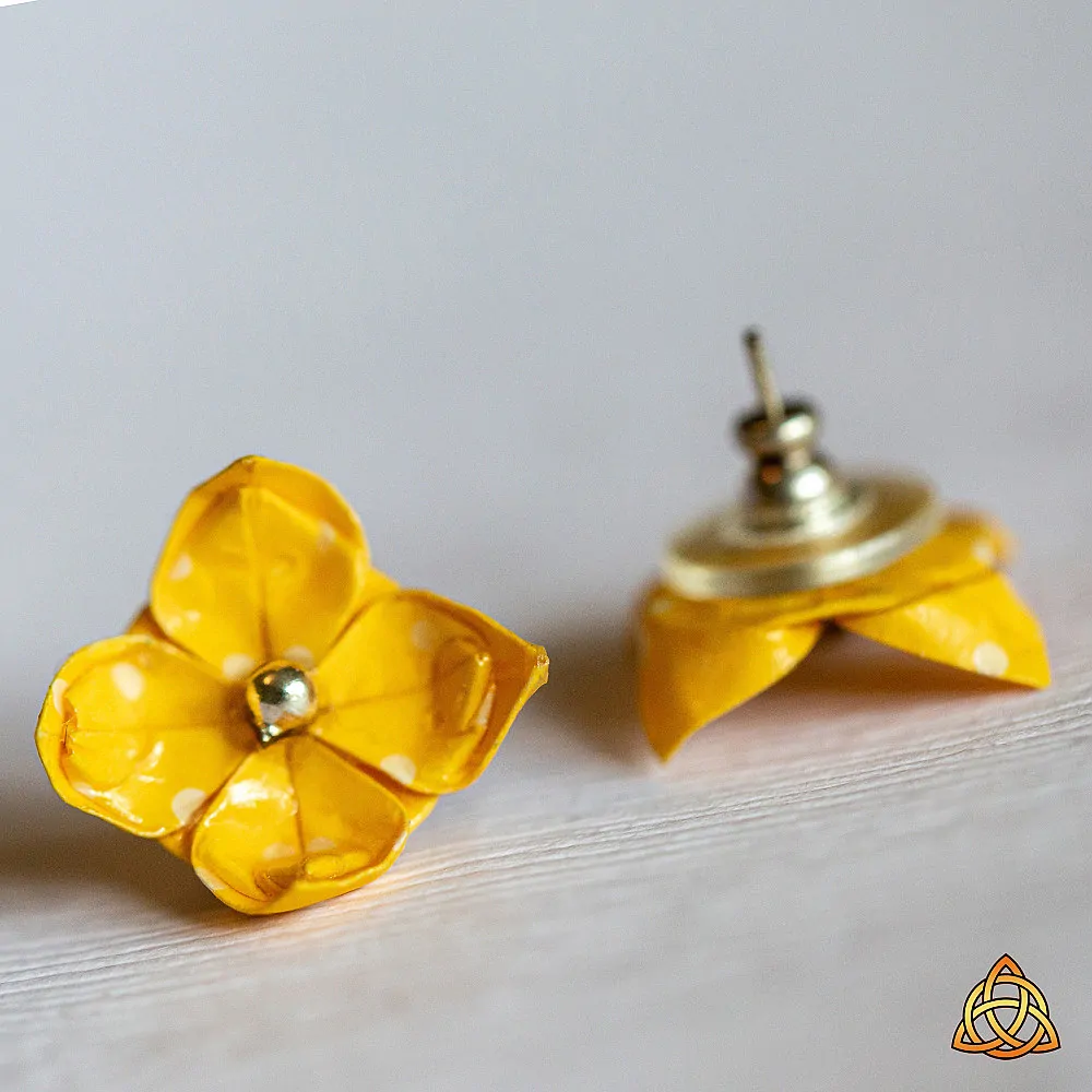 Náušnice "Puntíky na žluté" (lotos)