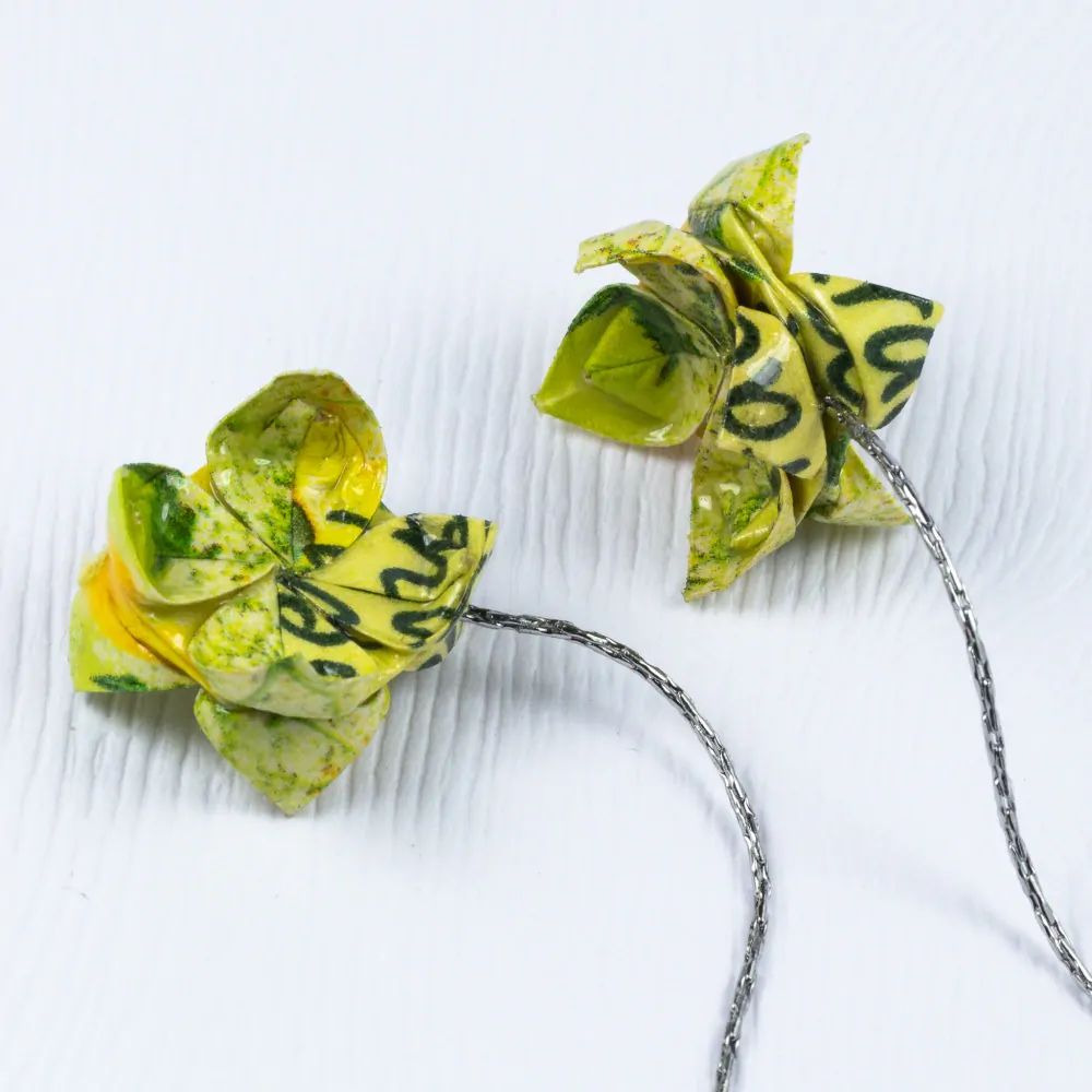 Náušnice "Bezinková" (dvojitý lotos na řetízku)