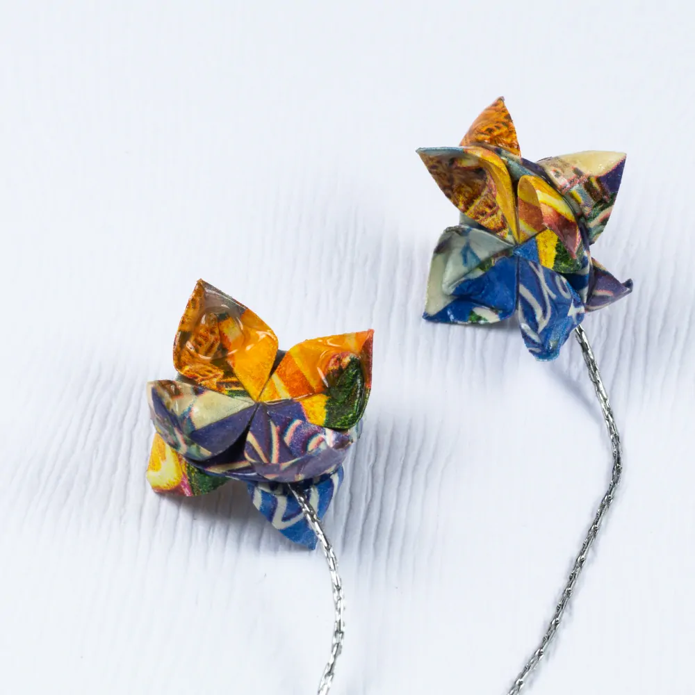 Náušnice "Zimní čas" (dvojitý lotos na řetízku)