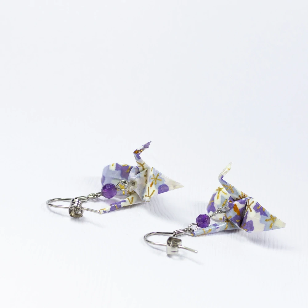 Náušnice "Fialky kam se podíváš" (jeřáb s ametystem)