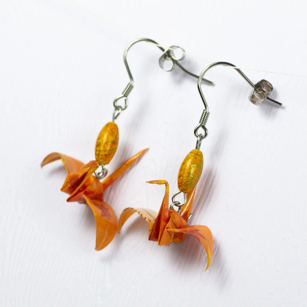 Náušnice "Podzimní láska" (jeřáb)