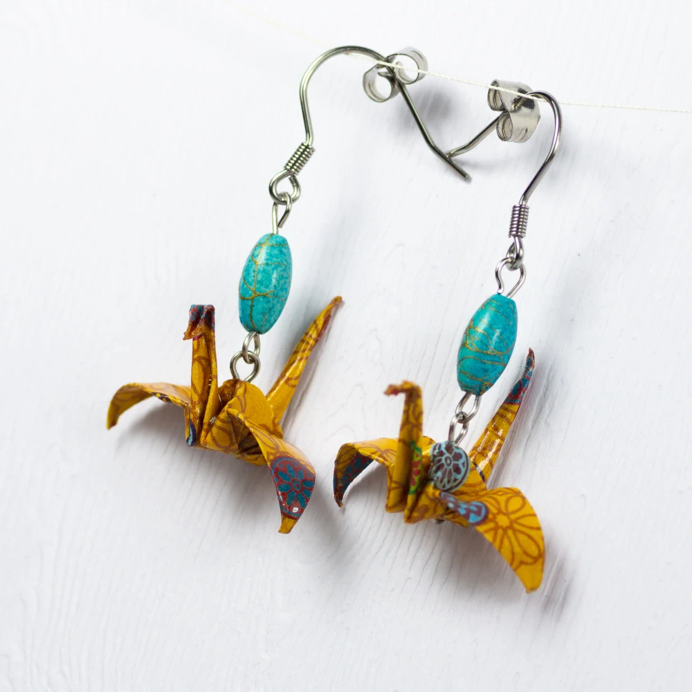 Náušnice "S vůní orientu" (jeřáb)