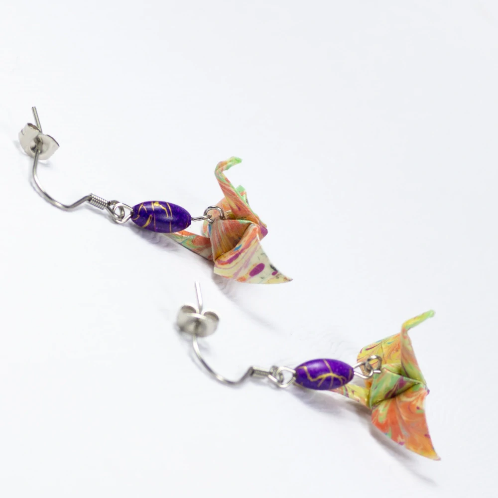 Náušnice "Studie ve fialové"(jeřáb)