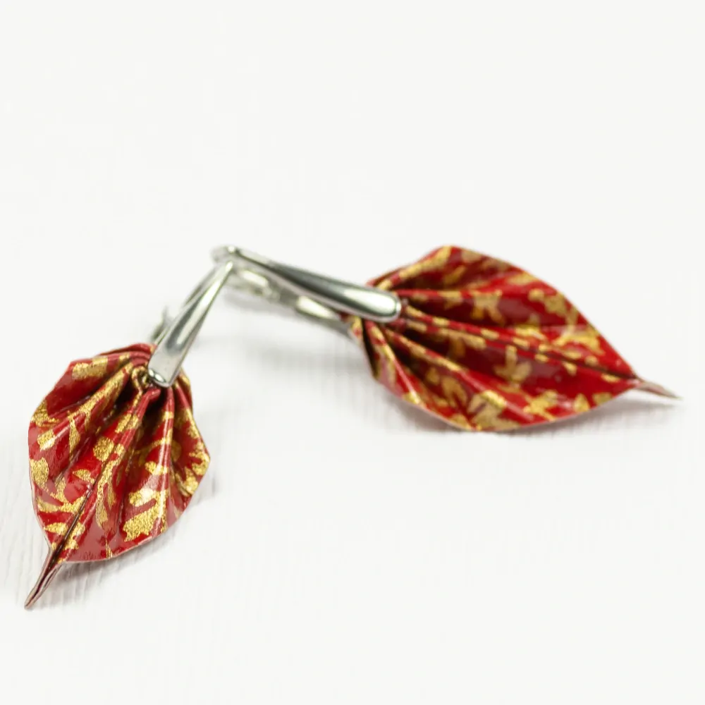 Náušnice "Rudé květy" (listy)