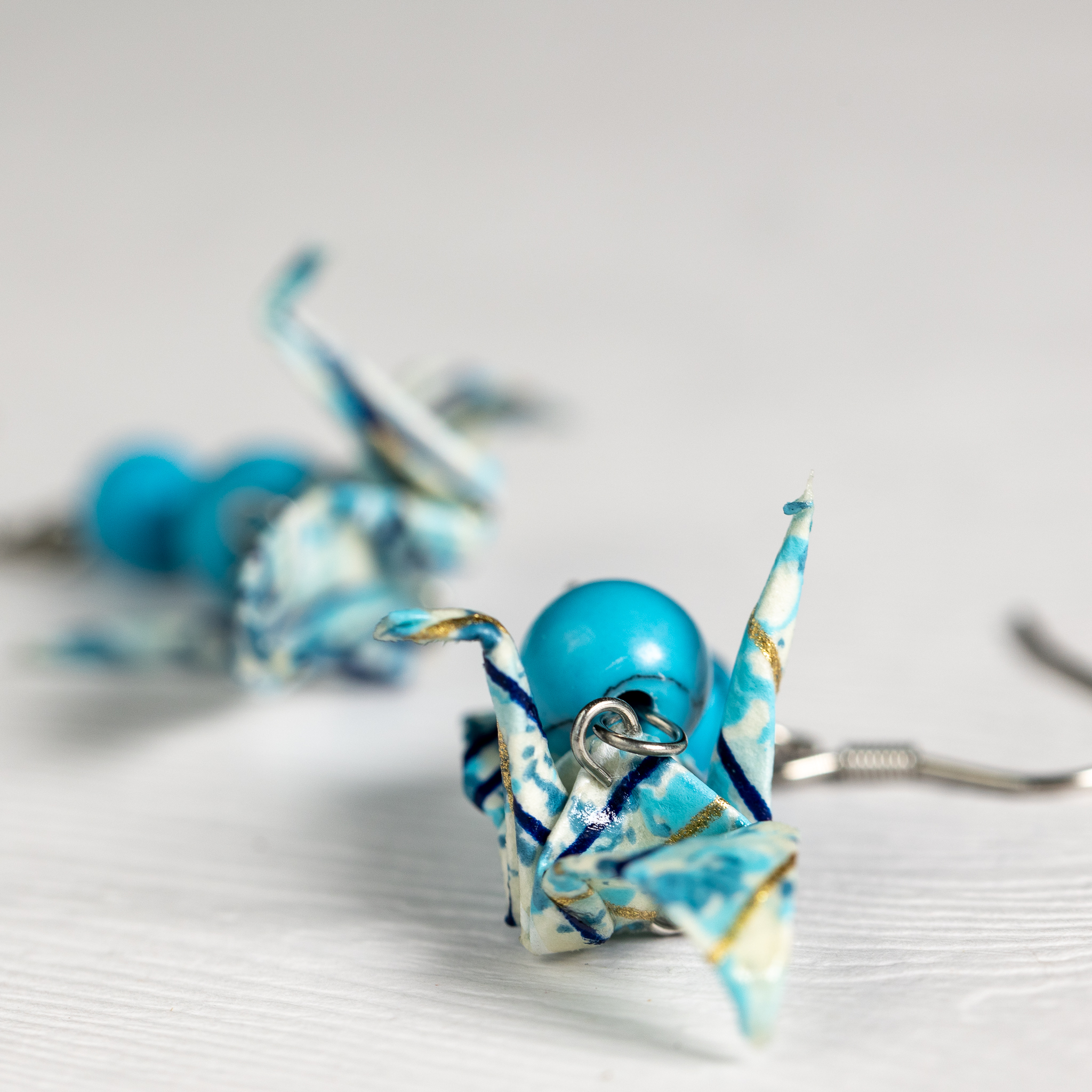 Náušnice "V mořských vlnách" (jeřáb s tyrkenytem)