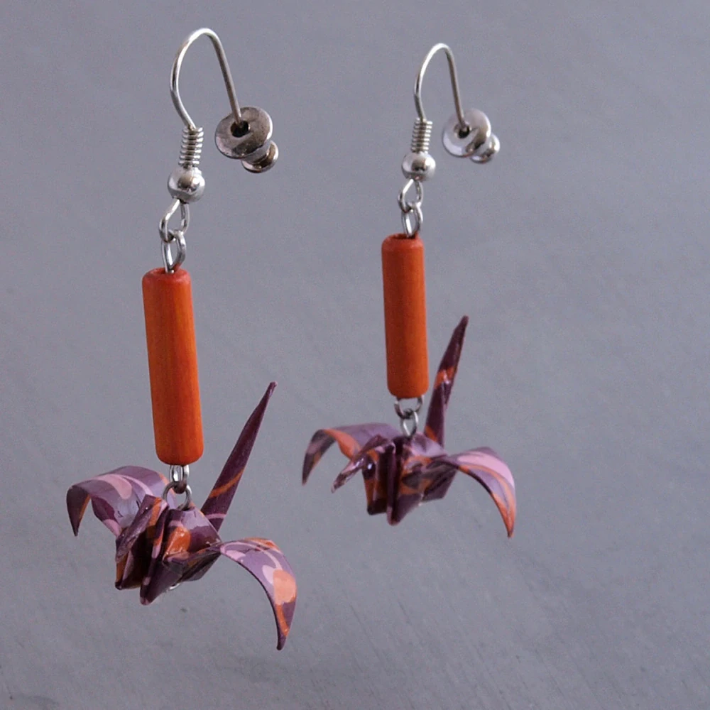 Náušnice "Ostružinová" (jeřáb delší)