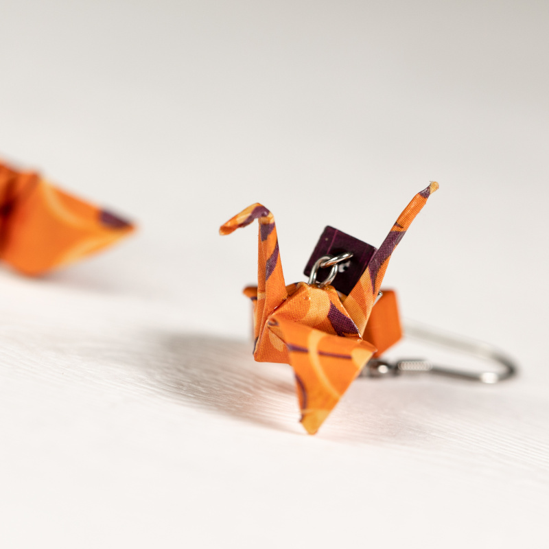 Náušnice "Žhavá noc" (jeřáb delší)