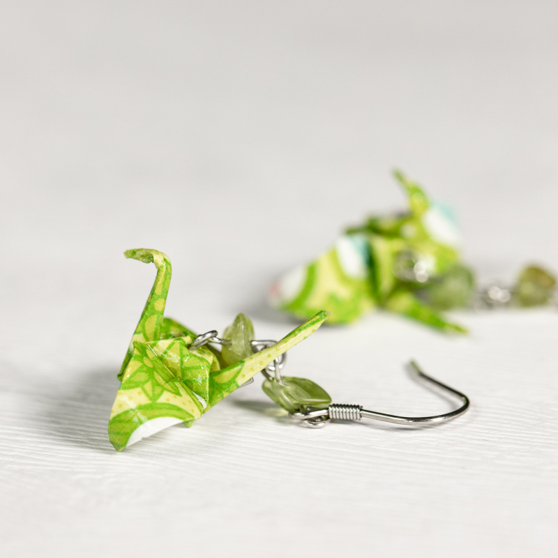 Náušnice "Zvonky na louce" (jeřáb s olivínem)