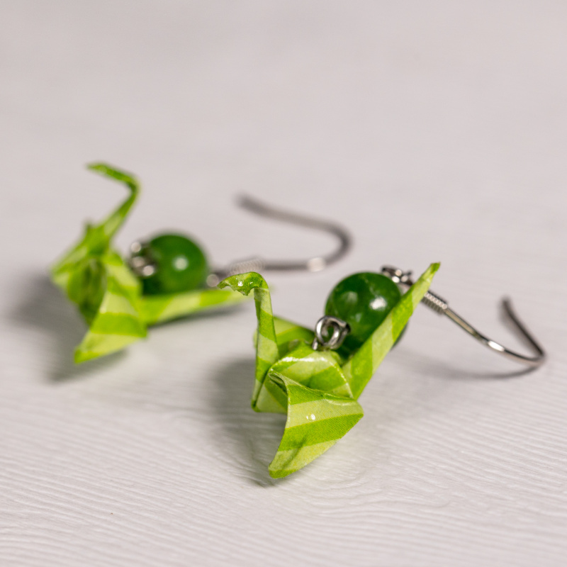 Náušnice "Zelenkavá" (jeřáb s avanturínem)