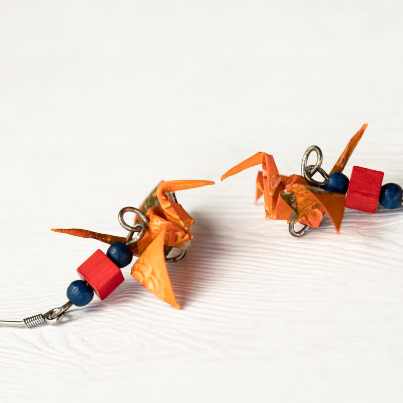 Náušnice "Nalezeno v lese" (jeřáb)