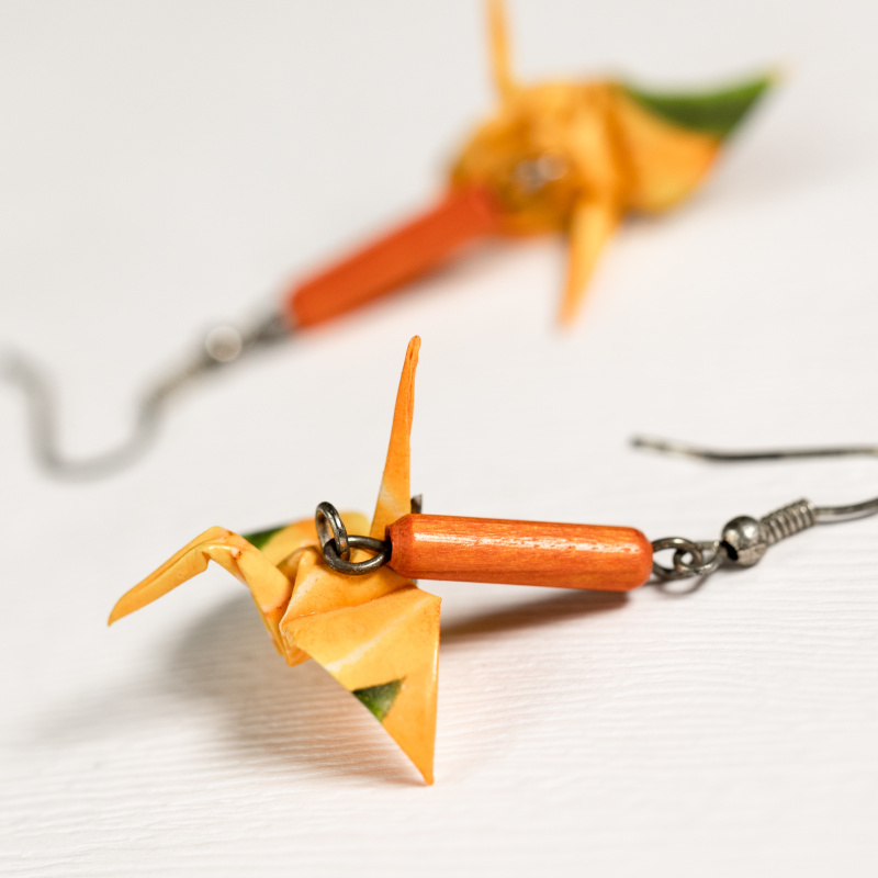 Náušnice "S vůní pomeranče" (jeřáb)