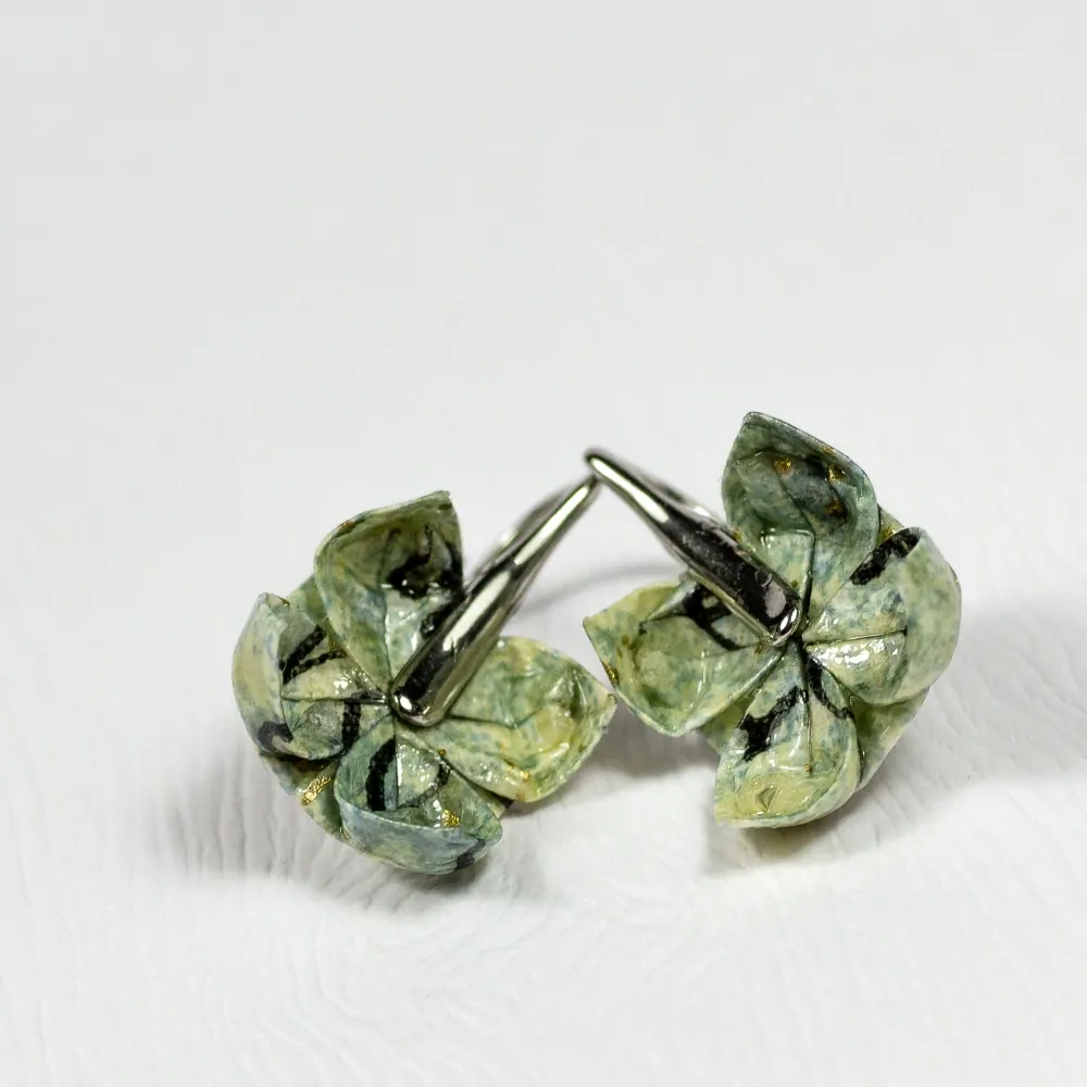 Náušnice "Kaligrafie v modré" (lotosy)