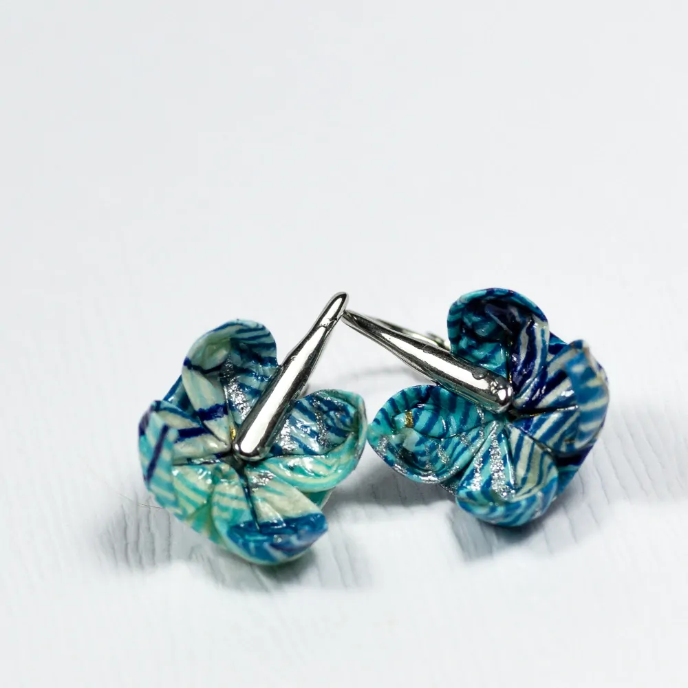 Náušnice "Modrá tráva" (lotosy)