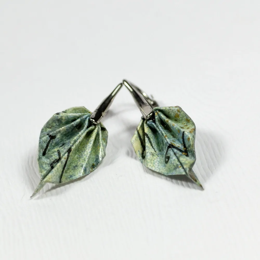 Náušnice "Kaligrafie v modré" (listy)