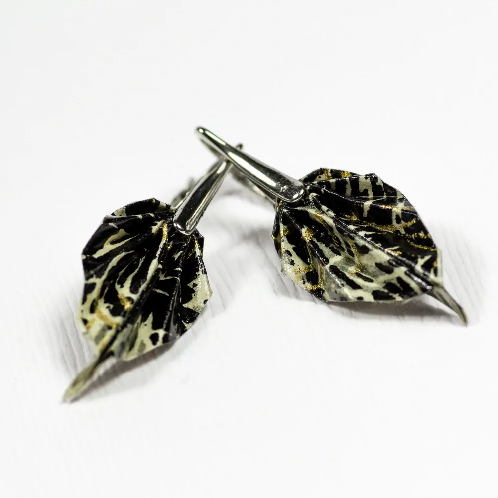 Náušnice "Studie v černobílé" (listy)