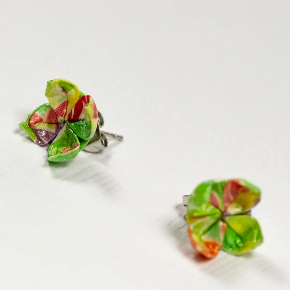 Náušnice "Barevné listí" - lotosy malé