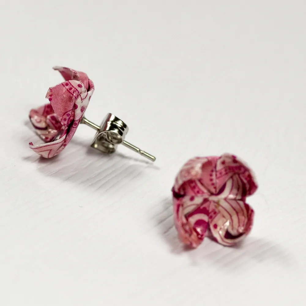 Náušnice "Studie v růžové" - lotosy malé